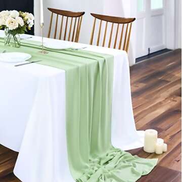 Beige Chiffon Table Runner: 27 x 120 Inches Long Romantic Rustic Wedding Runner 10 Ft Sheer Bridal P...