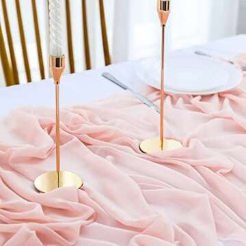 Beige Chiffon Table Runner: 27 x 120 Inches Long Romantic Rustic Wedding Runner 10 Ft Sheer Bridal Party Decorations Baby Shower Table Decor, 1 Pack