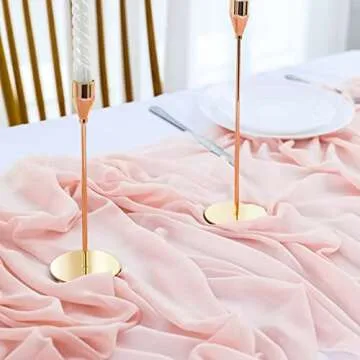 Beige Chiffon Table Runner: 27 x 120 Inches Long Romantic Rustic Wedding Runner 10 Ft Sheer Bridal Party Decorations Baby Shower Table Decor, 1 Pack