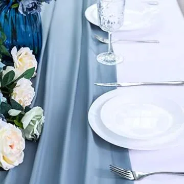 Beige Chiffon Table Runner: 27 x 120 Inches Long Romantic Rustic Wedding Runner 10 Ft Sheer Bridal Party Decorations Baby Shower Table Decor, 1 Pack