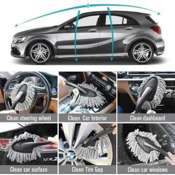 Shopping GD Multi-Functional Car Duster Cleaning Dirt Dust Clean Brush Dusting Tool Mop Gray Car Cleaning Products