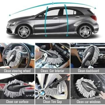 Shopping GD Multi-Functional Car Duster Cleaning Dirt Dust Clean Brush Dusting Tool Mop Gray Car Cleaning Products