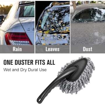Shopping GD Multi-Functional Car Duster Cleaning Dirt Dust Clean Brush Dusting Tool Mop Gray Car Cleaning Products