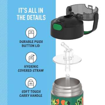 THERMOS FUNTAINER Kids Steel Water Bottle for Cold Drinks
