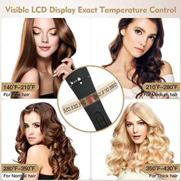 5 in 1 Curling Iron & Straightener Set - Interchangeable Barrels, Instant Heat Up, LED Display