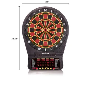 Arachnid Cricket Pro 670 Tournament-Quality Dartboard with 35 Games and 318 Variations (6 Cricket Games) , Black