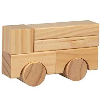 Wooden Blocks Set 100% Real Wood for Kids - 100 Pc