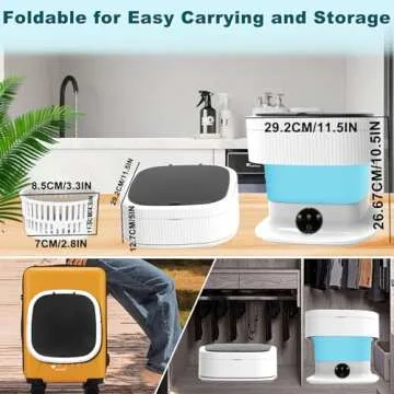 Portable Washing Machine, 15L Small Foldable Washer with Spin Dryer, Collapsible Mini lavadora Portatil, Compact Luandry Washer for Baby Clothes, Underwear, Socks, Travel Camping Dorm Apartments Blue