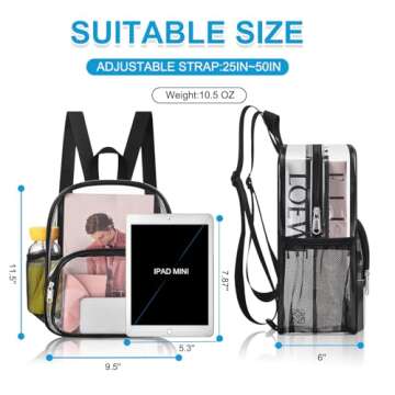 Busiuw Clear Backpack for Stadium Events Clear Backpack 12x12x6 with Front Pocket for Concert Sport ...