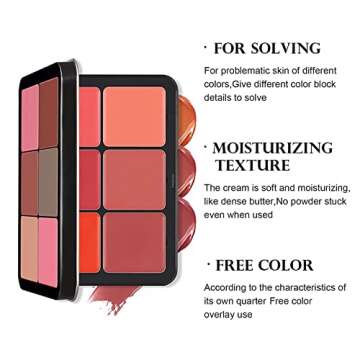 12 Colors Blush Palette,Highlighter Blush Powder Makeup,Long-Wearing,Smudge Proof,Natural-Looking,Blendable Cruelty-Free Matte Finish,Contour and Highlight Blush Palette Face Cosmetics Makeup