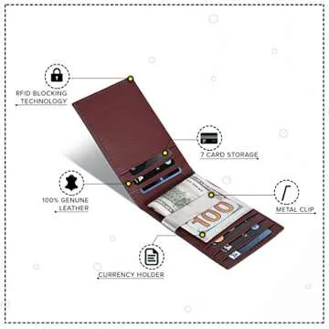 ESTALON Thin Leather Wallet For Men | Minimalist Design | Multiple Card Holder | RFID Blocked (Navy1...