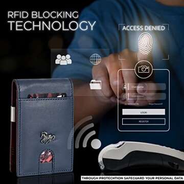 ESTALON Thin Leather Wallet For Men | Minimalist Design | Multiple Card Holder | RFID Blocked (Navy1)