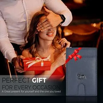 ESTALON Thin Leather Wallet For Men | Minimalist Design | Multiple Card Holder | RFID Blocked (Navy1)