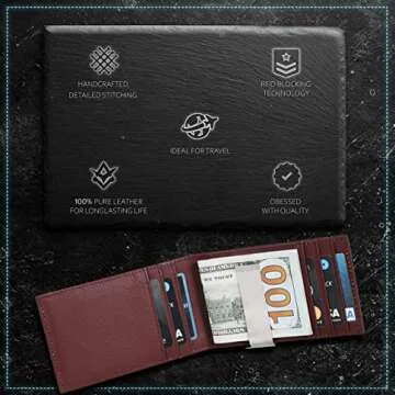 ESTALON Thin Leather Wallet For Men | Minimalist Design | Multiple Card Holder | RFID Blocked (Navy1)