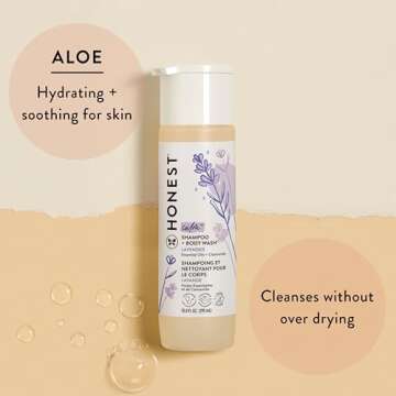 The Honest Company 2-in-1 Cleansing Shampoo + Body Wash | Gentle for Baby | Naturally Derived, Tear-free, Hypoallergenic | Lavender Calm, 18 fl oz