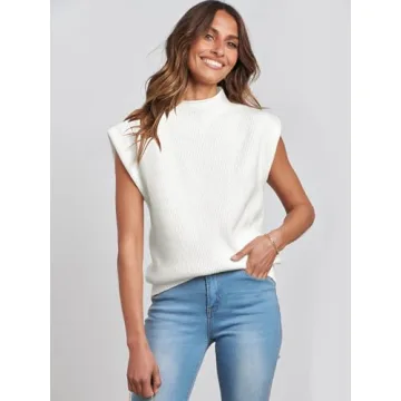 Caracilia Women's Stylish Sleeveless Sweater Vest in White