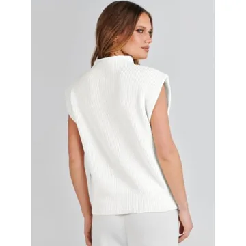 Caracilia Women's Stylish Sleeveless Sweater Vest in White