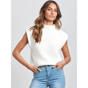 Caracilia Women's Stylish Sleeveless Sweater Vest in White