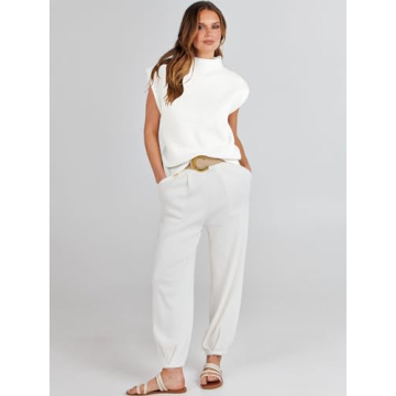 Caracilia Women's Stylish Sleeveless Sweater Vest in White