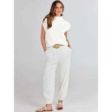 Caracilia Women's Stylish Sleeveless Sweater Vest in White