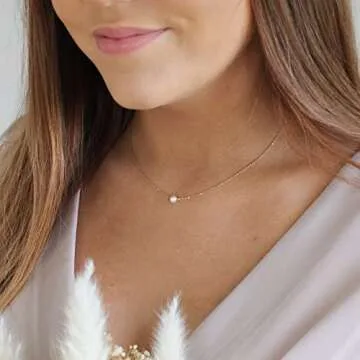 Elegant Single Pearl Necklace in 14K Gold Plating