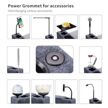 ARMRESTO Multifunctional Sofa Armrest, Couch Armrest with Wireless Charge Stand, Removable Couch Caddy with Storage,Including LED Reading Light,Navyv