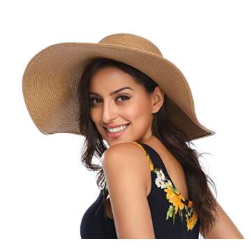 Lanzom Women's Lightweight Wide Brim Straw Sun Hat