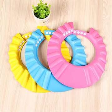 Baby Shampoo Caps Silicone Bathing Hat Adjustable Shower Cap Kids Infants Soft Protection Safety Visor Cap for Toddler Children (Yellow)