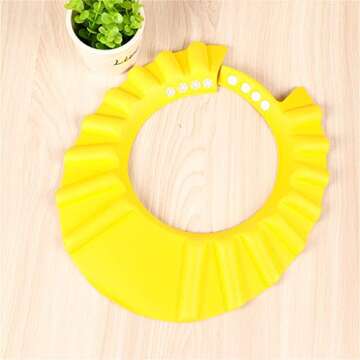 Baby Shampoo Caps Silicone Bathing Hat Adjustable Shower Cap Kids Infants Soft Protection Safety Visor Cap for Toddler Children (Yellow)