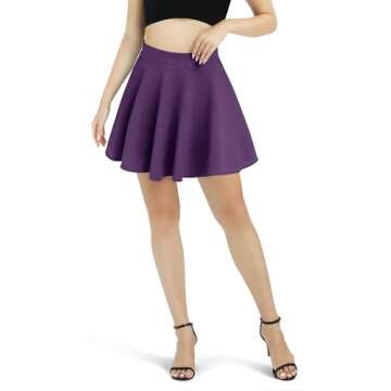 Urban CoCo Women's Basic Versatile Stretchy Flared Casual Mini Skater Skirt (XL, Deep Purple)