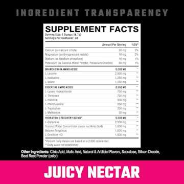 The Grind Essential Amino Acids, Branched Chain Amino Acids, 30 Servings (Juicy Nectar)