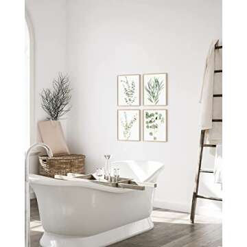 Botanical Plant Wall Art Set of 4 Prints for Home