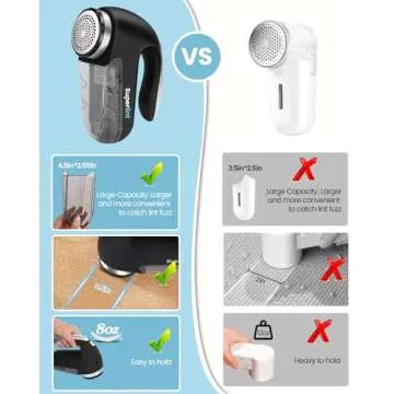 SUPER LINT Best Rated Electric Sweater Shaver Best Fuzz Pill Bobble Remover for Fabric Fleece Curtains Clothes, Black & Silver
