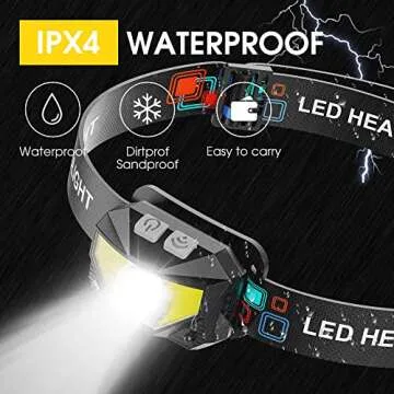 Juninp Headlamp Rechargeable, 2-Pack Head Lamp Outdoor LED Rechargeable, 1100 Lumen Super Bright White Red Light Flashlights, Waterproof, Motion Sensor, 8 Modes, Outdoor Fishing and Camping Headlight