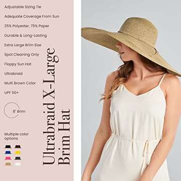 San Diego Hat Company UBX2535 Ultrabraid XL Brim Sun Hat Multi Brown One Size