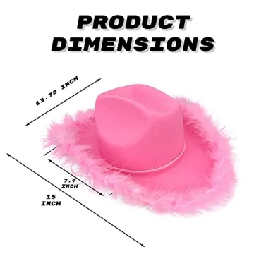LMJFOR Pink Cowgirl Hat with Feather & Bandana for Parties