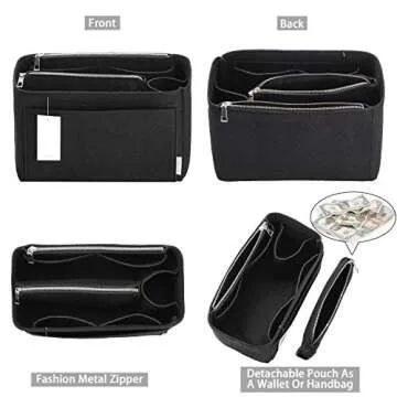 ZTUJO Luxury Felt Purse Organizer - Stylish Bag Insert for Speedy, Neverfull