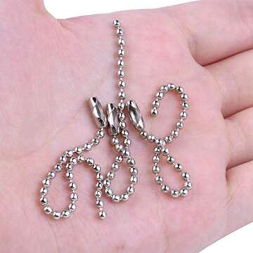 BronaGrand 100pcs 150mm Long Bead Connector Clasp 2.4 mm Diameter Ball Bead Chains Keychain Tag Key Rings