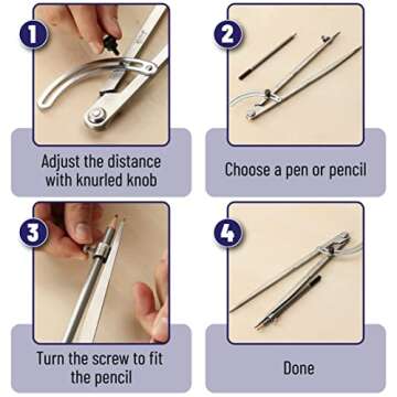 Mr. Pen- Professional Large Compass for Woodworking, 12 Inch Compass with Wing, Compass for Geometry, Compass Drawing Tool, Woodworking Compass, Pencil Compass for Carpenter, Drafting, Drawing Compass