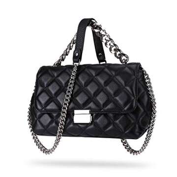 DORIS&JACKY Quilted Purse For Women Genuine Leather Shoulder Designer Handbags with Metal Chain Strap And Flap Lock