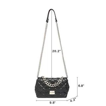 DORIS&JACKY Quilted Purse For Women Genuine Leather Shoulder Designer Handbags with Metal Chain Strap And Flap Lock