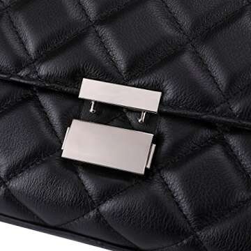 DORIS&JACKY Quilted Purse For Women Genuine Leather Shoulder Designer Handbags with Metal Chain Strap And Flap Lock