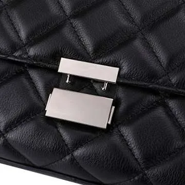 DORIS&JACKY Quilted Purse For Women Genuine Leather Shoulder Designer Handbags with Metal Chain Strap And Flap Lock