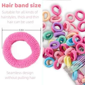 Tunbao 100 Psc Baby Hair Ties,Soft Cotton Toddler Hair Ties,Small Seamless Hair Ties for Little Girls and Kids,Multicolor Hair Elastics Ponytail Holders