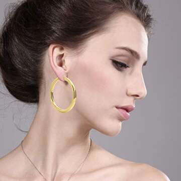Gem Stone King Stainless Steel Yellow Hoop Earrings - 2 Inches Wide Fashion Statement Jewelry for Women