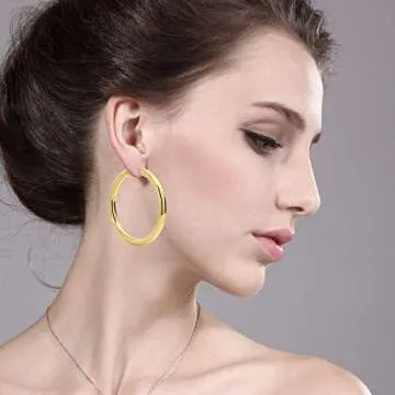 Gem Stone King Stainless Steel Yellow Hoop Earrings - 2 Inches Wide Fashion Statement Jewelry for Women