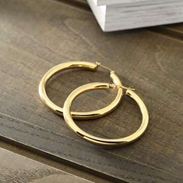 Gem Stone King Stainless Steel Yellow Hoop Earrings - 2 Inches Wide Fashion Statement Jewelry for Women