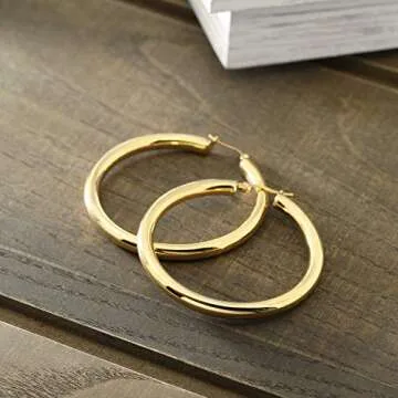 Gem Stone King Stainless Steel Yellow Hoop Earrings - 2 Inches Wide Fashion Statement Jewelry for Women