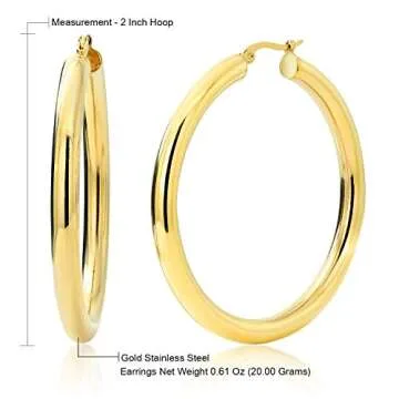 Gem Stone King Stainless Steel Yellow Hoop Earrings - 2 Inches Wide Fashion Statement Jewelry for Women