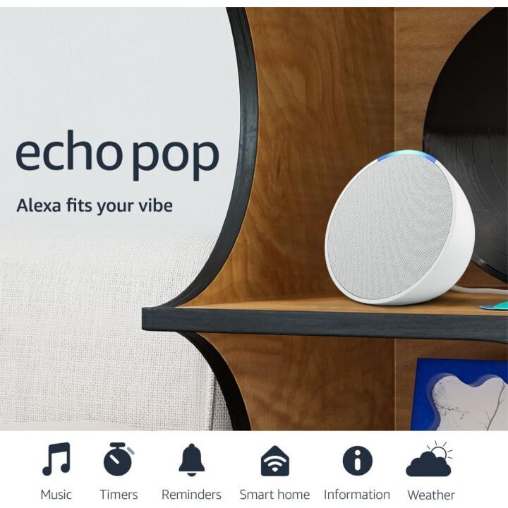 Amazon Echo Pop Speaker in Glacier White